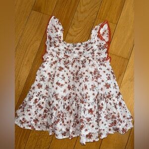 Joie White Tank Top with Rust Floral Print